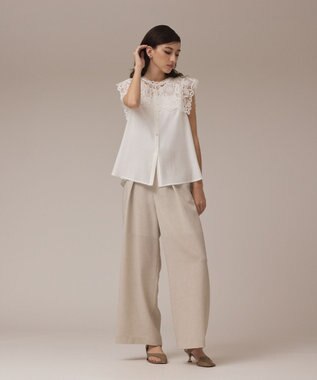 GRACE CONTINENTAL カラミタックワイドパンツ ベージュ