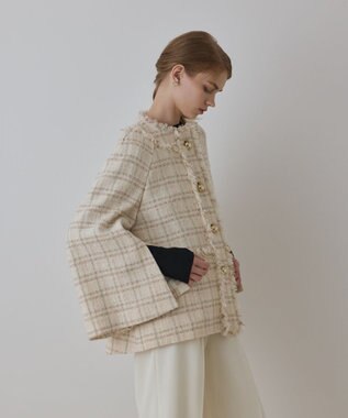 GRACE CONTINENTAL フレアスリーブツイードジャケット キナリ