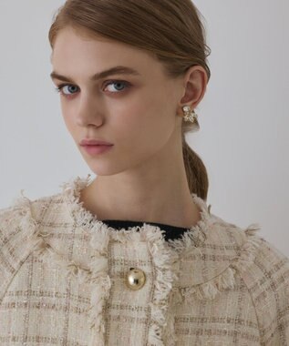 GRACE CONTINENTAL フレアスリーブツイードジャケット キナリ