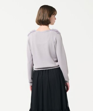 GRACE CONTINENTAL ギャザーフリルニットカーディガン グレー