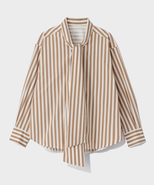 GRACE CONTINENTAL タフタストライプブラウス ベージュ