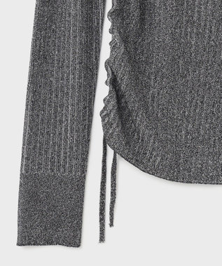 GRACE CONTINENTAL ラメリブクルーネックトップ ブラック