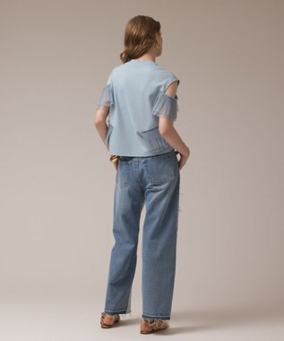 GRACE CONTINENTAL プリーツチュールカットトップ ブルー