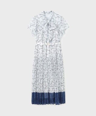 GRACECONTINENTAL ボウタイプリーツプリントワンピース　ブルー ボウタイプリーツプリントワンピース / GRACE CONTINENTAL