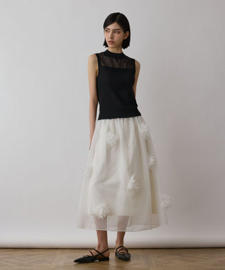 GRACE CONTINENTAL メッシュフラワースカート ホワイト