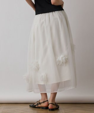 GRACE CONTINENTAL メッシュフラワースカート ホワイト