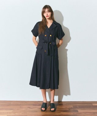 GRACE CONTINENTAL リネンタッチミリタリードレス