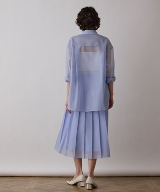 GRACE CONTINENTAL マットシアープリーツスカート ブルー