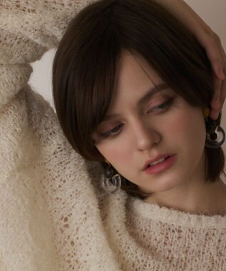 GRACE CONTINENTAL フィルムヤーンニットトップ ホワイト