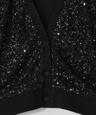 GRACE CONTINENTAL スパンコールニットカーディガン ブラック