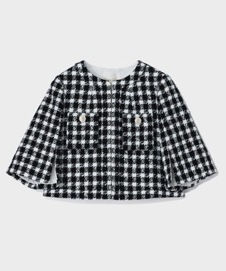 GRACE CONTINENTAL チェックツイードショートジャケット ブラック