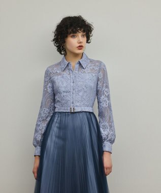 GRACE CONTINENTAL コードレースプリーツワンピース ブルー