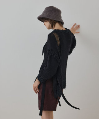 【新品未使用】グレースコンチネンタル刺繍ケープニットトップ　タグ付き セール】 メッシュVネックニットトップ （ニット・セーター