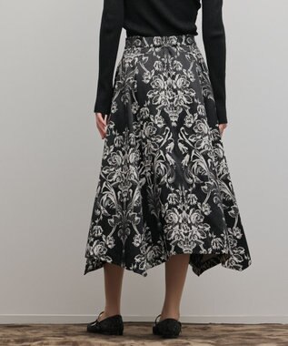 GRACE CONTINENTAL オーナメントジャガードハンカチヘムスカート ブラック