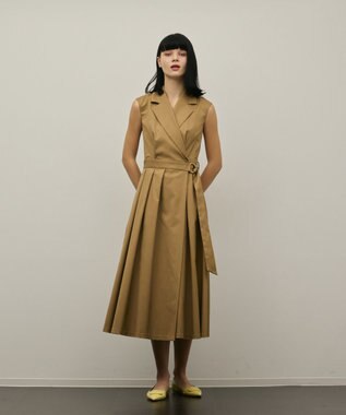 GRACE CONTINENTAL カシュクールタックフレアワンピース ベージュ