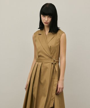 GRACE CONTINENTAL カシュクールタックフレアワンピース ベージュ