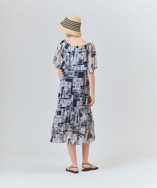 GRACE CONTINENTAL シフォンプリントドレス ブラック