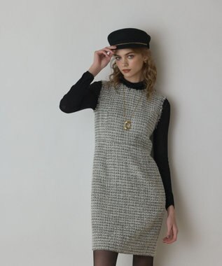 GRACE CONTINENTAL ツイードタイトワンピース ホワイト