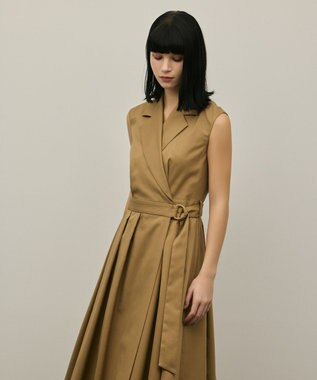 GRACE CONTINENTAL カシュクールタックフレアワンピース ベージュ