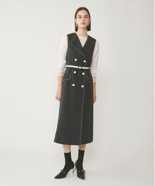 GRACE CONTINENTAL アシンメトリーカラーワンピース チャコール