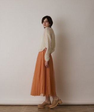 GRACE CONTINENTAL フィルムヤーンニットトップ ホワイト