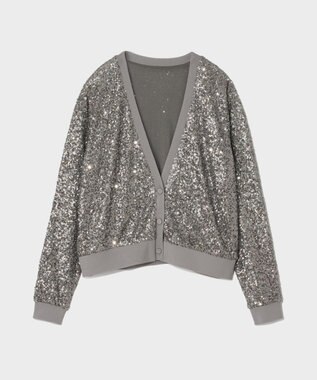 GRACE CONTINENTAL スパンコールニットカーディガン グレー