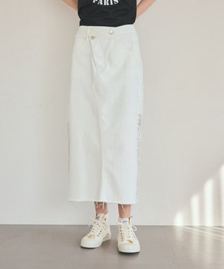 GRACE CONTINENTAL サイドレースデニムスカート ホワイト