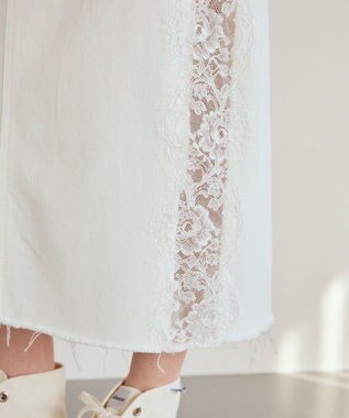 GRACE CONTINENTAL サイドレースデニムスカート ホワイト