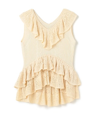 GRACE CONTINENTAL ミックスフリルニットトップ キナリ