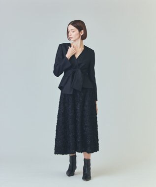 GRACE CONTINENTAL テープ刺繍レーススカート ブラック