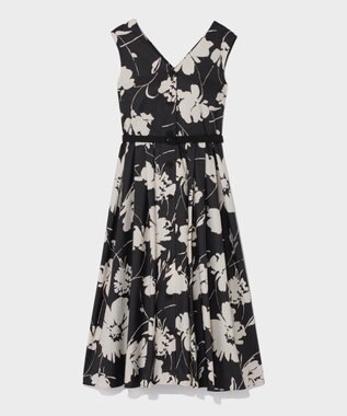 GRACE CONTINENTAL バイカラーボタニカルドレス ブラック