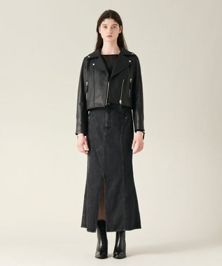 GRACE CONTINENTAL ラムレザーライダースジャケット ブラック