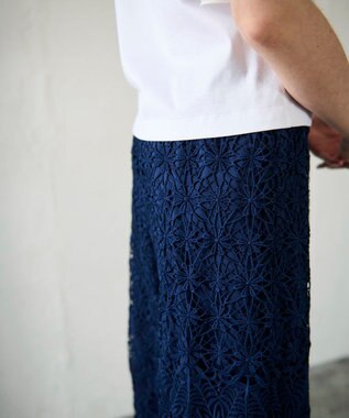 GRACE CONTINENTAL レースストレートパンツ ネイビー