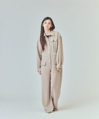 GRACE CONTINENTAL バックサテンオールインワン ベージュ