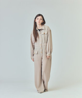 GRACE CONTINENTAL バックサテンオールインワン ベージュ