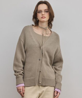 GRACE CONTINENTAL リリヤーンニットカーディガン カーキ