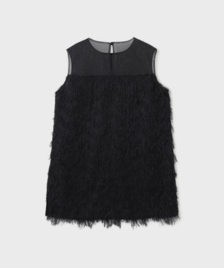 GRACE CONTINENTAL シアーフリンジノースリーブ ブラック