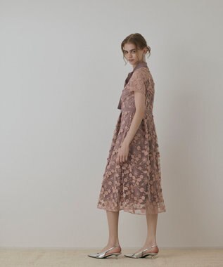 GRACE CONTINENTAL フラワ－フレアドレス ピンク