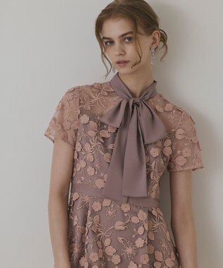 GRACE CONTINENTAL フラワ－フレアドレス ピンク