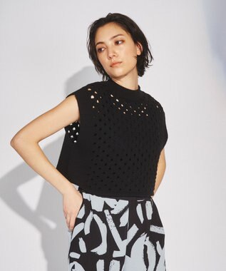 GRACE CONTINENTAL スラッシュニットトップ ブラック