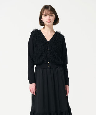 GRACE CONTINENTAL ギャザーフリルニットカーディガン ブラック