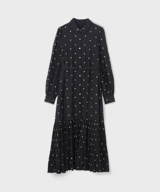 GRACE CONTINENTAL ベルト付刺繍ロングワンピース ブラック