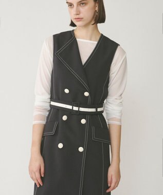 GRACE CONTINENTAL アシンメトリーカラーワンピース チャコール