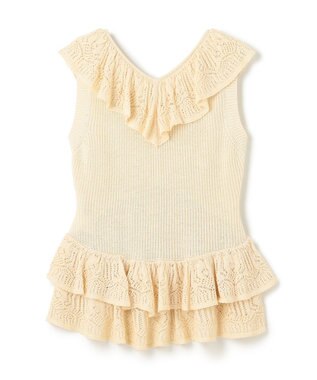 GRACE CONTINENTAL ミックスフリルニットトップ キナリ