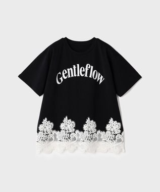 GRACE CONTINENTAL レースヘムロゴTシャツ ブラック