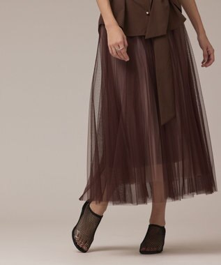 GRACE CONTINENTAL チュールリバーシブルスカート ブラウン