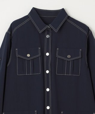 GRACE CONTINENTAL 配色ステッチワークシャツワンピース ネイビー