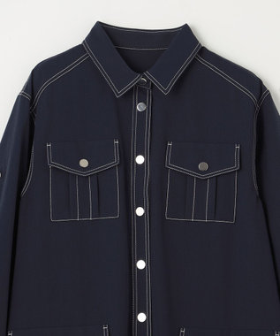 GRACE CONTINENTAL 配色ステッチワークシャツワンピース ネイビー