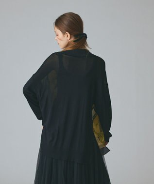 GRACE CONTINENTAL スカーフコンビカーディガン ブラック