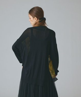 GRACE CONTINENTAL スカーフコンビカーディガン ブラック